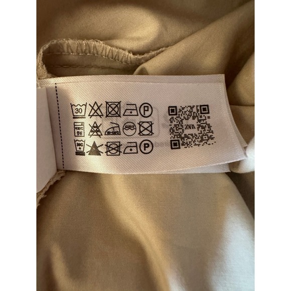 ZARA Beige Wrap Tie Long Sleeve Shirt Womens M Button Up Casual Office - Picture 6 of 7